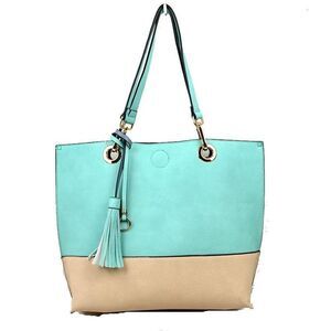 2N1 Two-tone Tassel Tote with Pouch